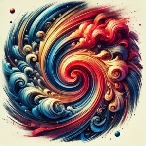 DALL·E 2025-01-16 13.43.13 - A vibrant abstract digital artwork featuring swirling colors of red, blue, and gold, with a modern and dynamic composition. Perfect for use as digital